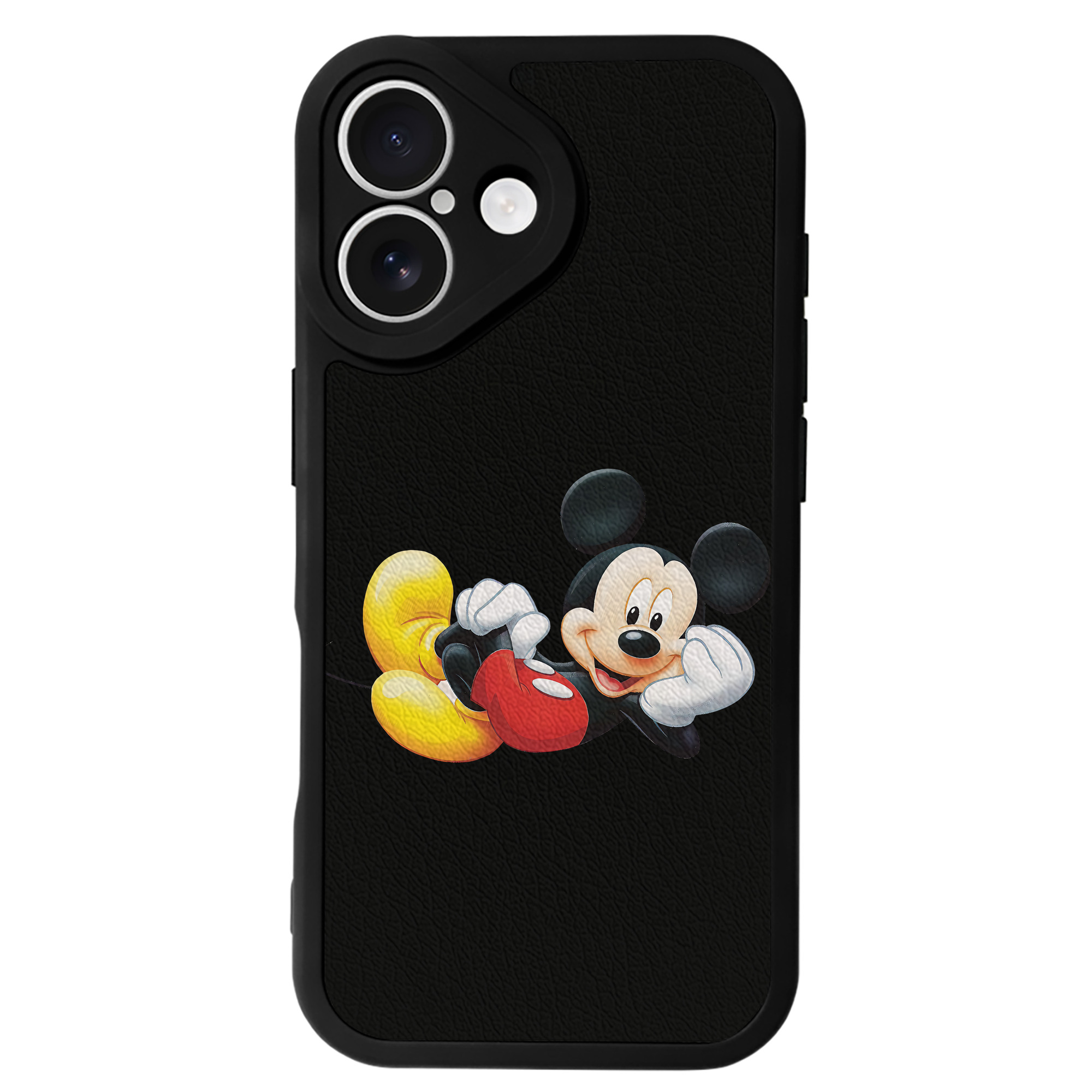 （画像用） ミッキーマウス Mickey Mouse 【iPhone 16シリーズ対応】シリコンスマホケース（レザー調） 材質：シリコン